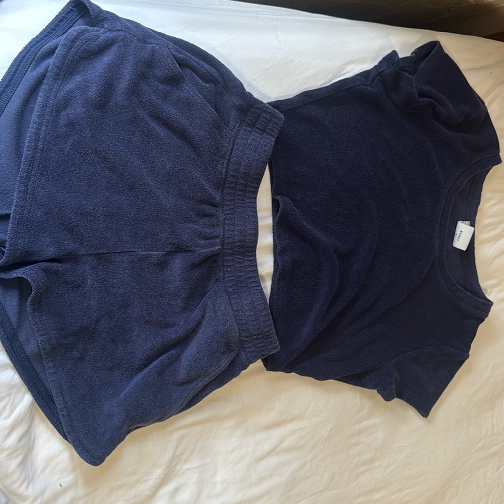 terry cloth navy blue aerie set
